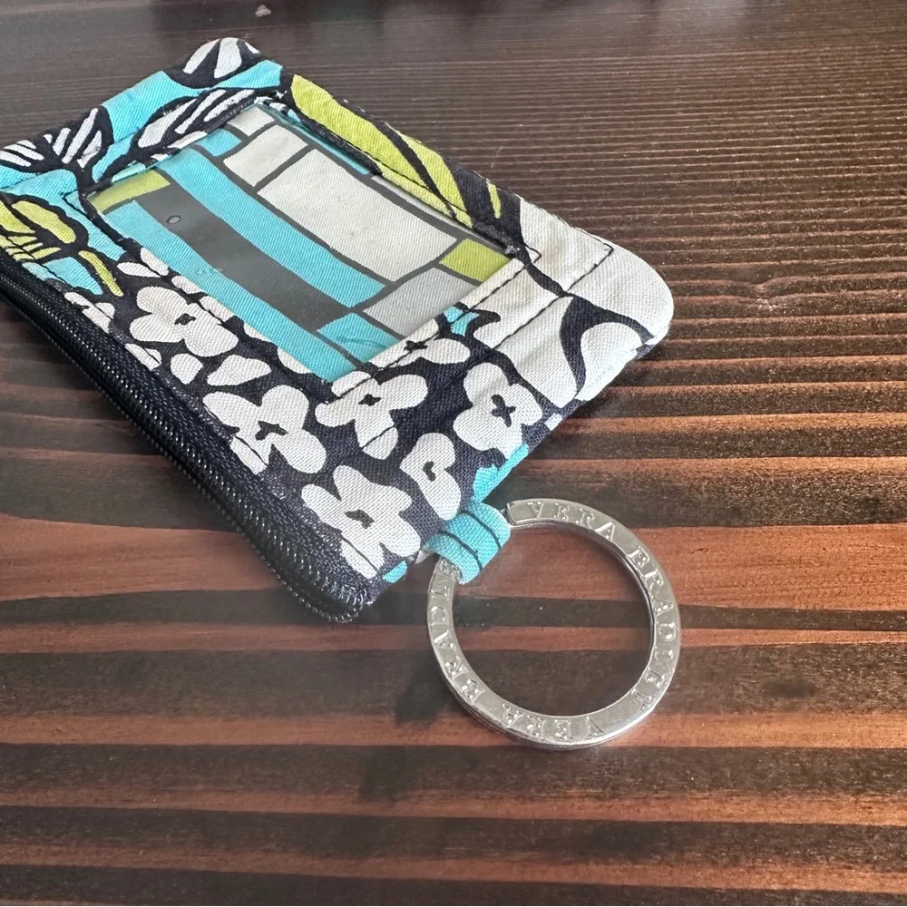 Vera Bradley Island Blooms Retired 2pc Set Cosmetic + Zip ID Keychain
